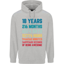 18th Birthday 18 Year Old Mens 80% Cotton Hoodie Sports Grey