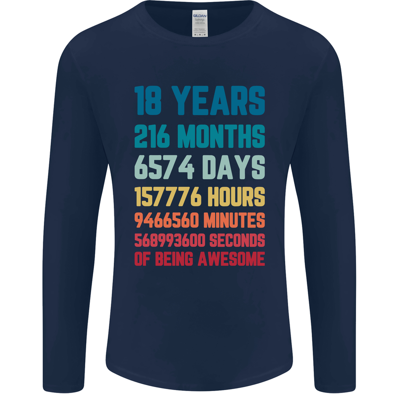18th Birthday 18 Year Old Mens Long Sleeve T-Shirt Navy Blue