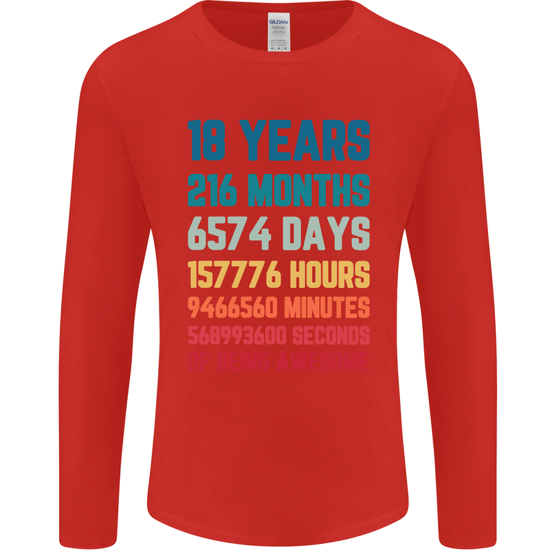 18th Birthday 18 Year Old Mens Long Sleeve T-Shirt Red