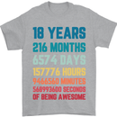 18th Birthday 18 Year Old Mens T-Shirt 100% Cotton Sports Grey