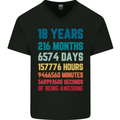 18th Birthday 18 Year Old Mens V-Neck Cotton T-Shirt Black