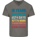 18th Birthday 18 Year Old Mens V-Neck Cotton T-Shirt Charcoal