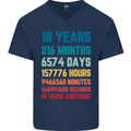 18th Birthday 18 Year Old Mens V-Neck Cotton T-Shirt Navy Blue