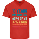 18th Birthday 18 Year Old Mens V-Neck Cotton T-Shirt Red