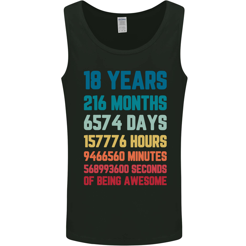 18th Birthday 18 Year Old Mens Vest Tank Top Black