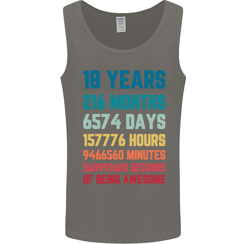 18th Birthday 18 Year Old Mens Vest Tank Top Charcoal