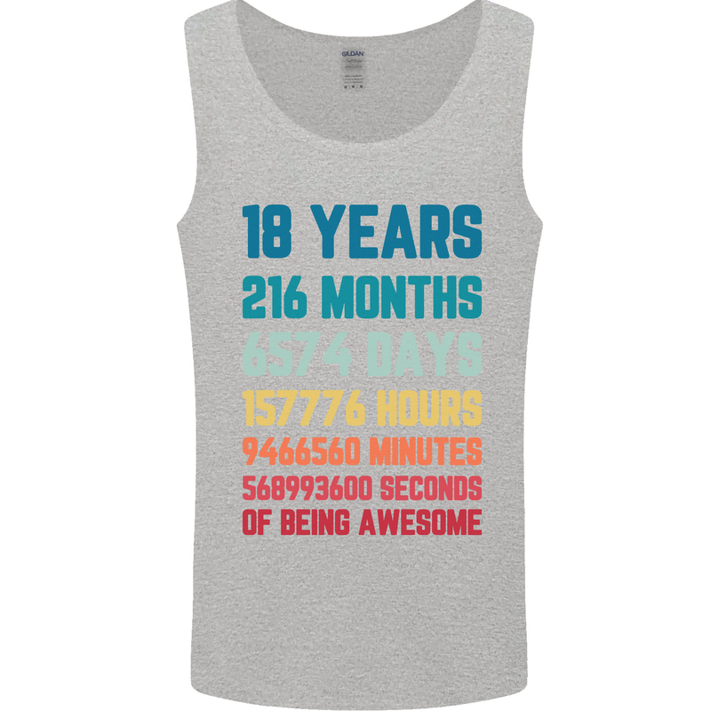 18th Birthday 18 Year Old Mens Vest Tank Top Sports Grey