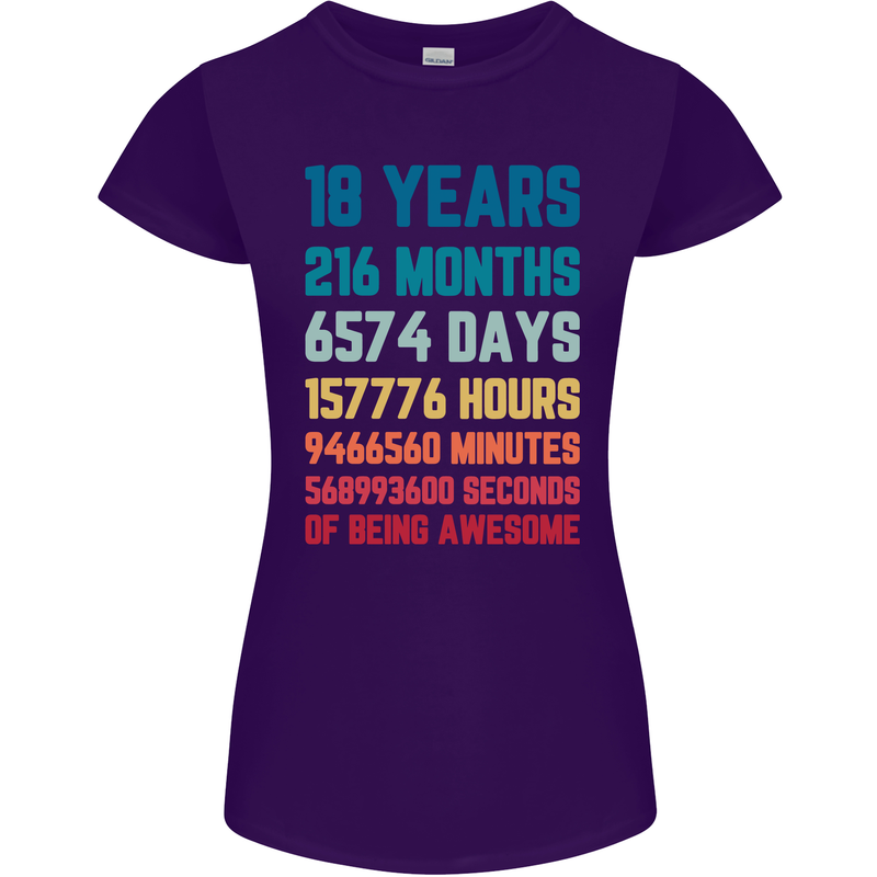 18th Birthday 18 Year Old Womens Petite Cut T-Shirt Purple