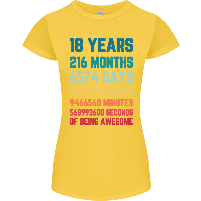 18th Birthday 18 Year Old Womens Petite Cut T-Shirt Yellow