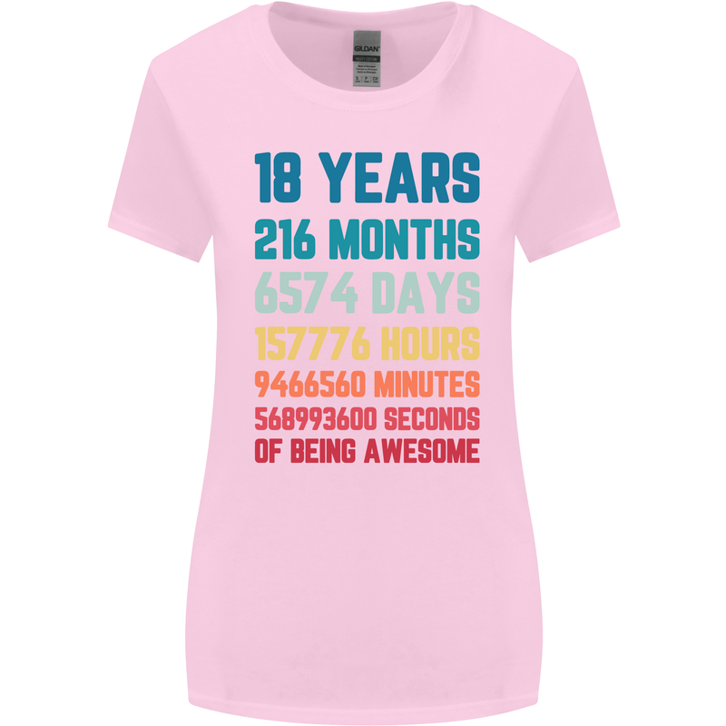 18th Birthday 18 Year Old Womens Wider Cut T-Shirt Light Pink