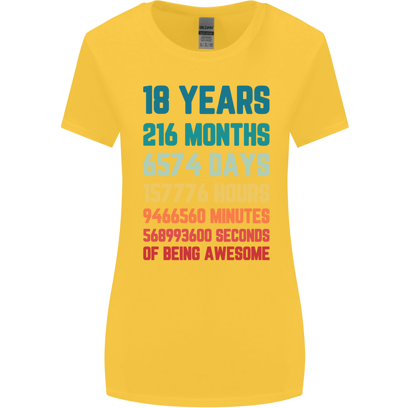 18th Birthday 18 Year Old Womens Wider Cut T-Shirt Yellow