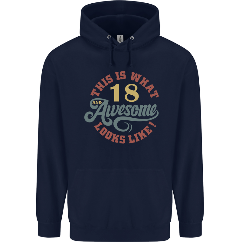 18th Birthday 80 Year Old Awesome Looks Like Mens 80% Cotton Hoodie Navy Blue