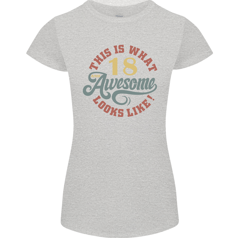 18th Birthday 80 Year Old Awesome Looks Like Womens Petite Cut T-Shirt Sports Grey