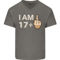 18th Birthday Funny Offensive 18 Year Old Mens V-Neck Cotton T-Shirt Charcoal