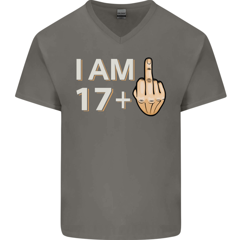 18th Birthday Funny Offensive 18 Year Old Mens V-Neck Cotton T-Shirt Charcoal