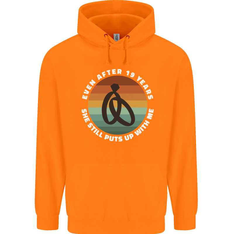 19 Year Wedding Anniversary 19th Marriage Mens 80% Cotton Hoodie Orange