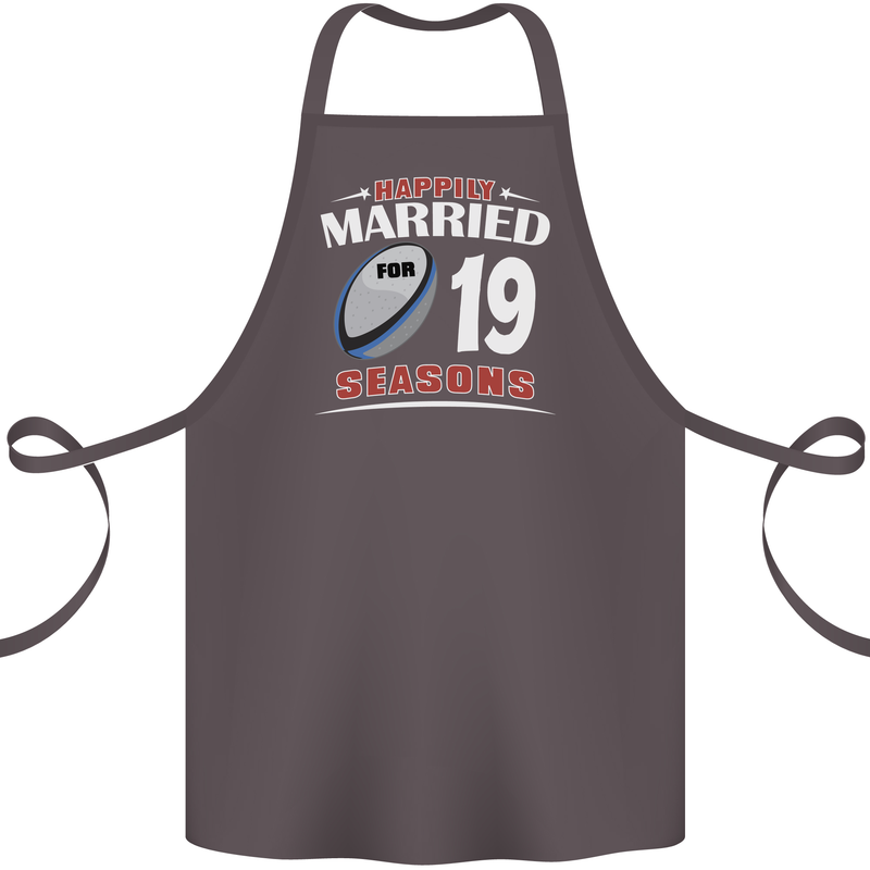 19 Year Wedding Anniversary 19th Rugby Cotton Apron 100% Organic Dark Grey