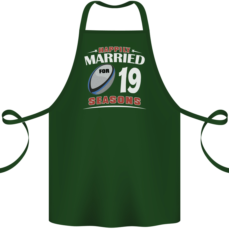 19 Year Wedding Anniversary 19th Rugby Cotton Apron 100% Organic Forest Green