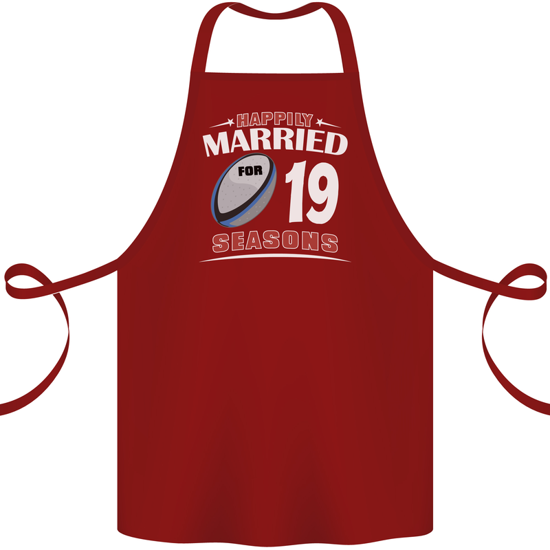 19 Year Wedding Anniversary 19th Rugby Cotton Apron 100% Organic Maroon