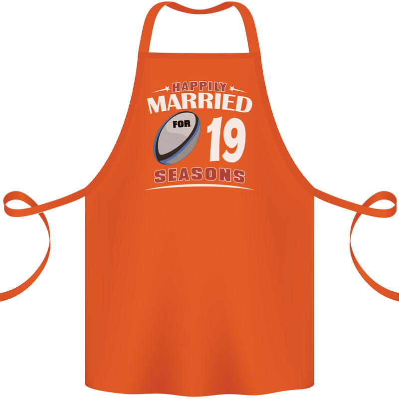 19 Year Wedding Anniversary 19th Rugby Cotton Apron 100% Organic Orange