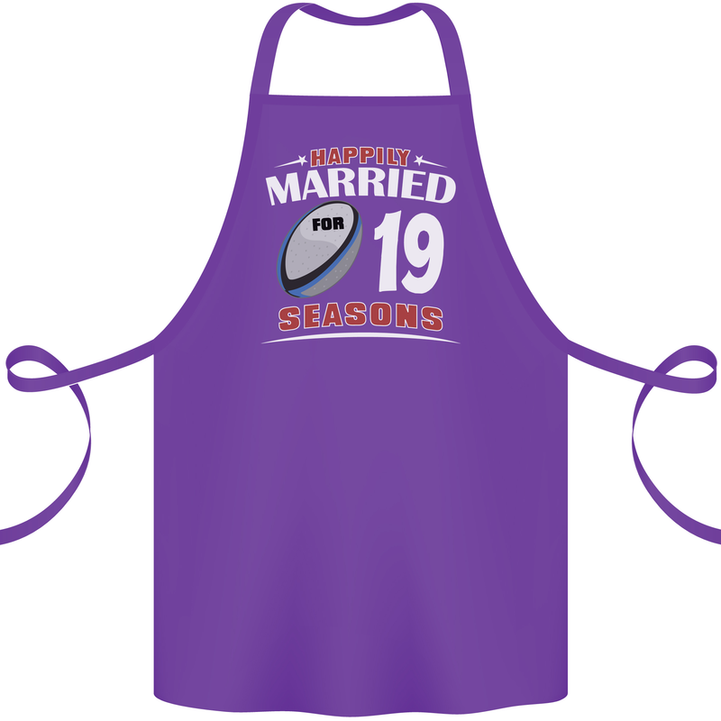 19 Year Wedding Anniversary 19th Rugby Cotton Apron 100% Organic Purple