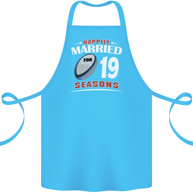 19 Year Wedding Anniversary 19th Rugby Cotton Apron 100% Organic Turquoise