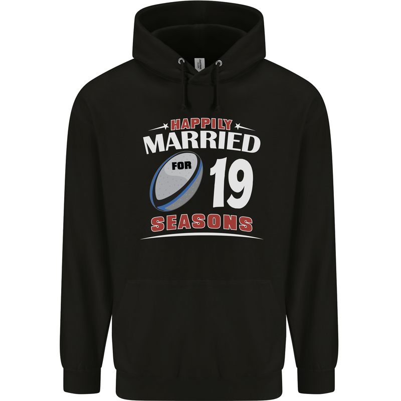 19 Year Wedding Anniversary 19th Rugby Mens 80% Cotton Hoodie Black