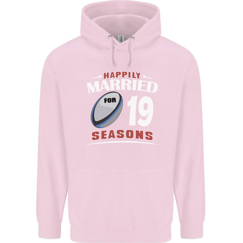 19 Year Wedding Anniversary 19th Rugby Mens 80% Cotton Hoodie Light Pink