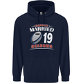 19 Year Wedding Anniversary 19th Rugby Mens 80% Cotton Hoodie Navy Blue