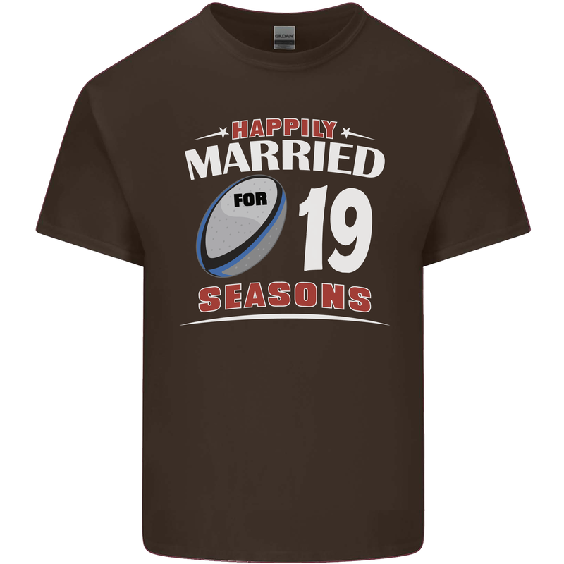 19 Year Wedding Anniversary 19th Rugby Mens Cotton T-Shirt Tee Top Dark Chocolate