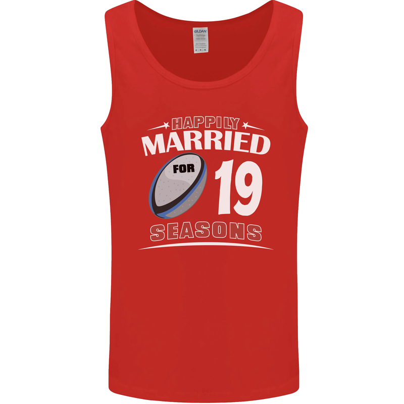 19 Year Wedding Anniversary 19th Rugby Mens Vest Tank Top Red