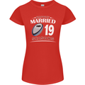 19 Year Wedding Anniversary 19th Rugby Womens Petite Cut T-Shirt Red