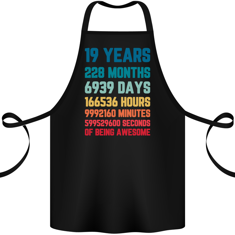 19th Birthday 19 Year Old Cotton Apron 100% Organic Black