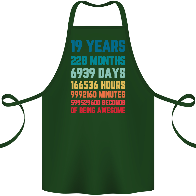 19th Birthday 19 Year Old Cotton Apron 100% Organic Forest Green