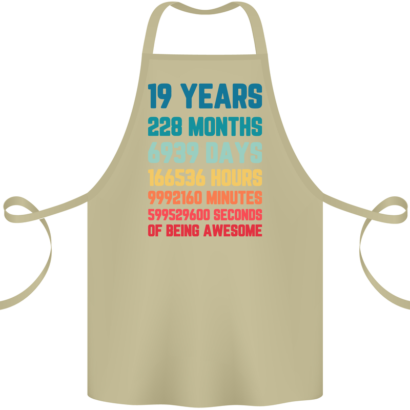 19th Birthday 19 Year Old Cotton Apron 100% Organic Khaki