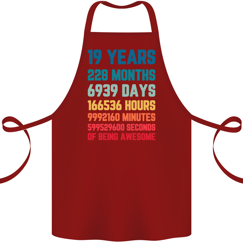 19th Birthday 19 Year Old Cotton Apron 100% Organic Maroon