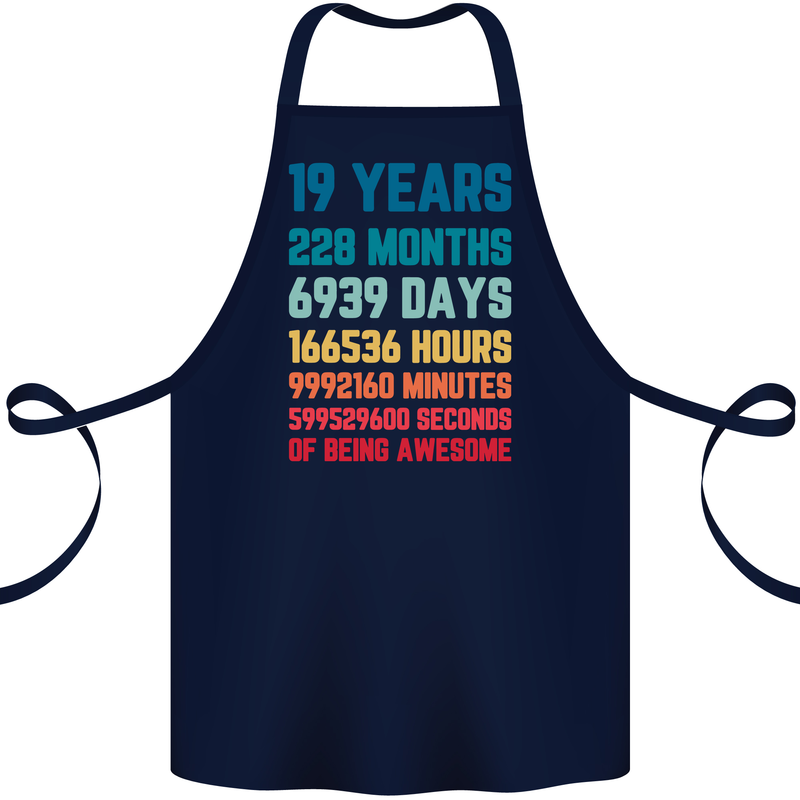 19th Birthday 19 Year Old Cotton Apron 100% Organic Navy Blue