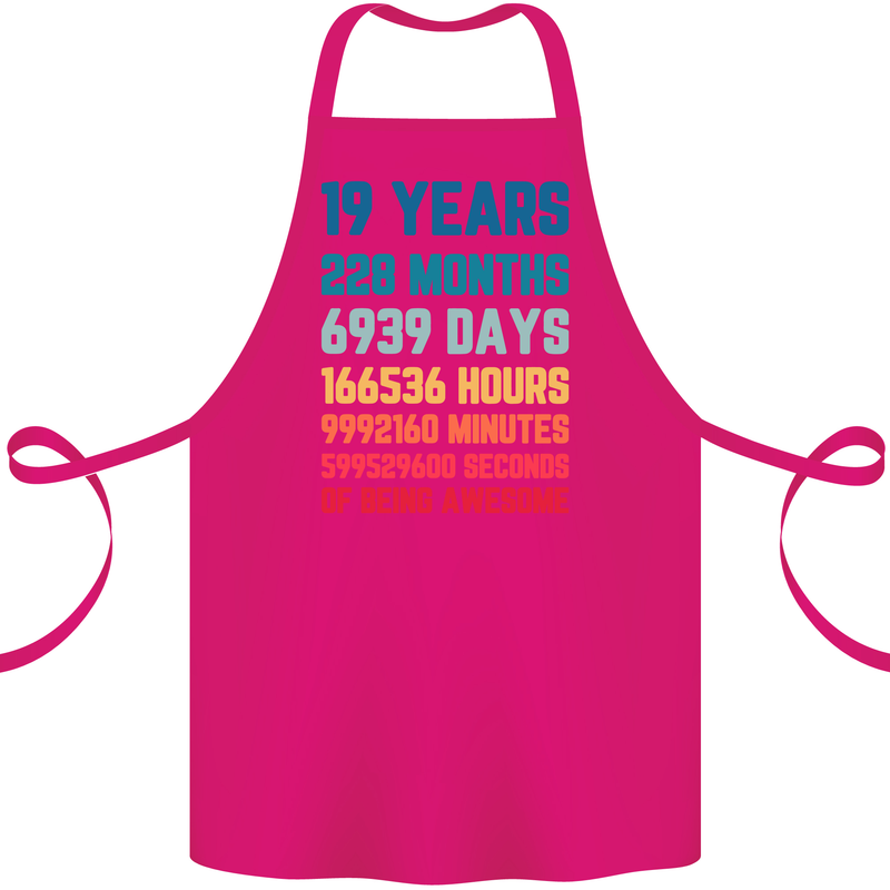19th Birthday 19 Year Old Cotton Apron 100% Organic Pink
