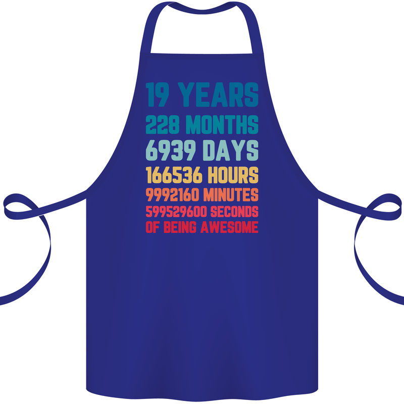 19th Birthday 19 Year Old Cotton Apron 100% Organic Royal Blue