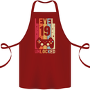 19th Birthday 19 Year Old Level Up Gamming Cotton Apron 100% Organic Maroon