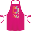 19th Birthday 19 Year Old Level Up Gamming Cotton Apron 100% Organic Pink