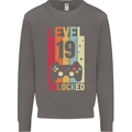 19th Birthday 19 Year Old Level Up Gamming Mens Sweatshirt Jumper Charcoal