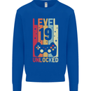 19th Birthday 19 Year Old Level Up Gamming Mens Sweatshirt Jumper Royal Blue