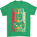 19th Birthday 19 Year Old Level Up Gamming Mens T-Shirt 100% Cotton Irish Green