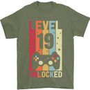 19th Birthday 19 Year Old Level Up Gamming Mens T-Shirt 100% Cotton Military Green