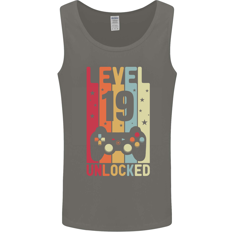 19th Birthday 19 Year Old Level Up Gamming Mens Vest Tank Top Charcoal