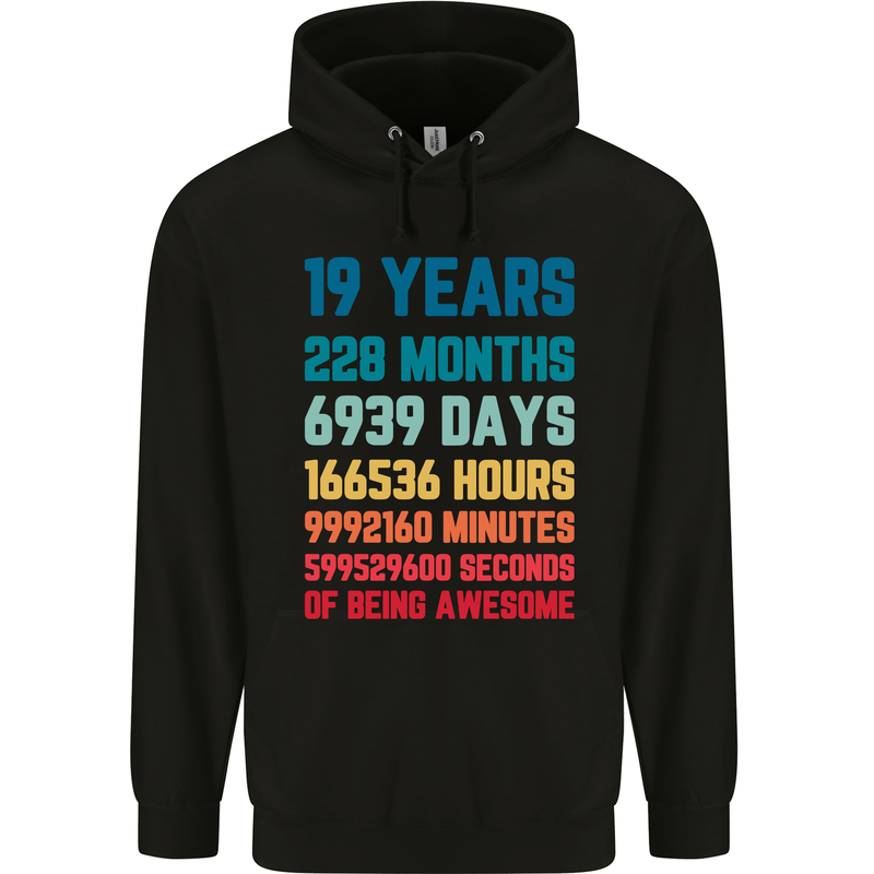 19th Birthday 19 Year Old Mens 80% Cotton Hoodie Black