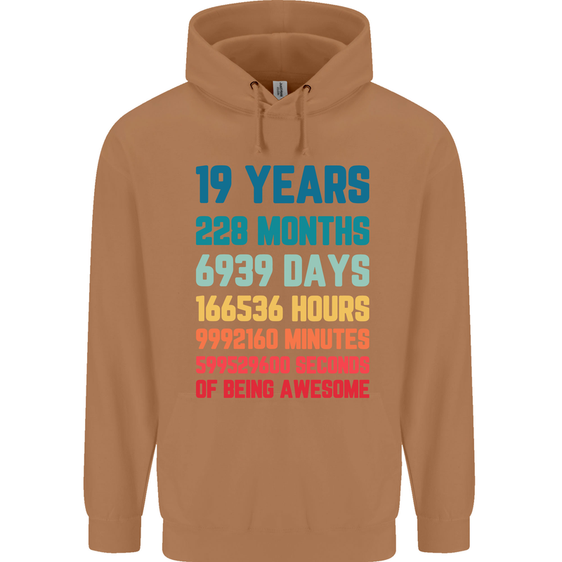 19th Birthday 19 Year Old Mens 80% Cotton Hoodie Caramel Latte