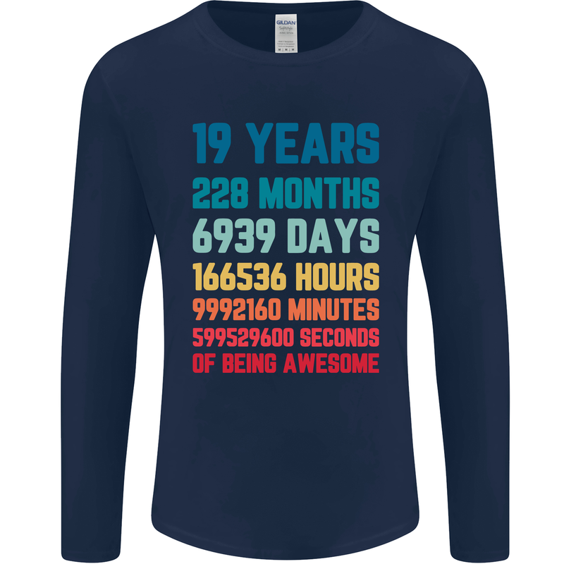 19th Birthday 19 Year Old Mens Long Sleeve T-Shirt Navy Blue