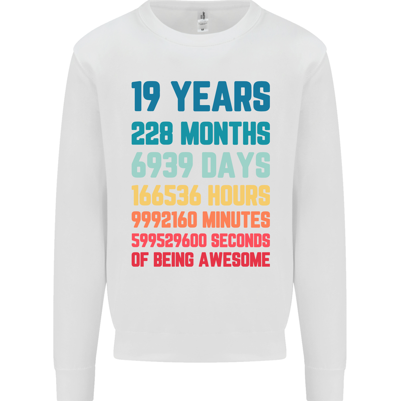 19th Birthday 19 Year Old Mens Sweatshirt Jumper White